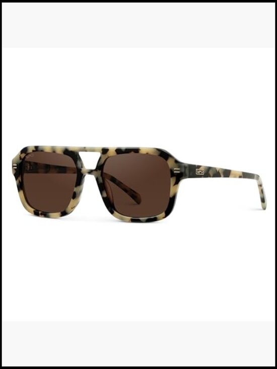 Retro-Inspired Square Double Bridge Aviator Sunglasses, Oversized Polarized UV main image 4